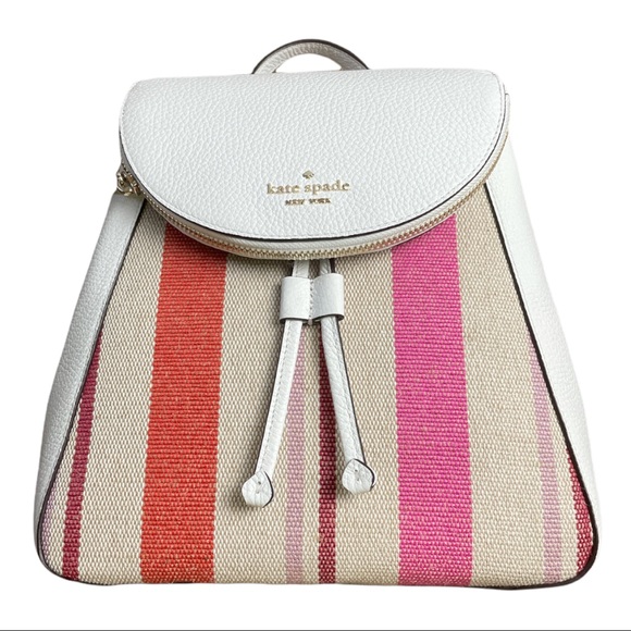 Kate Spade Leila Stripe Canvas Med Flap Backpack main image 5